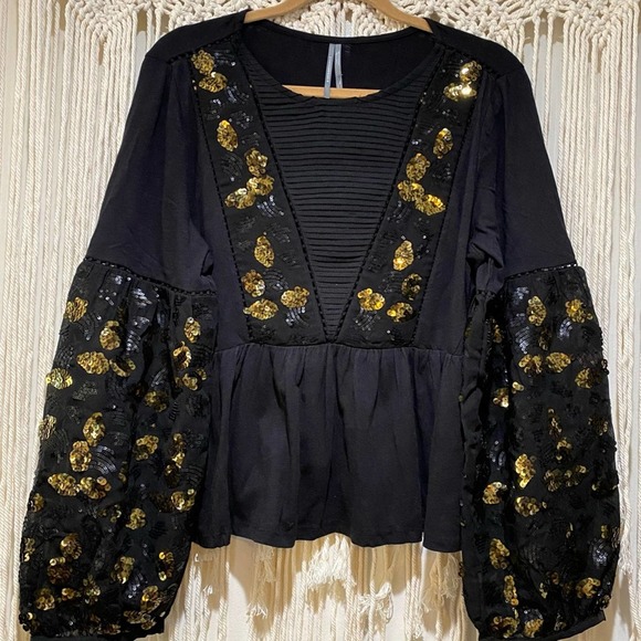 Anthropologie Tops - Anthropologie Neale Sequined Peplum Top